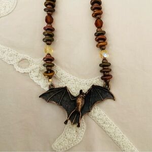 Halloween Bat Beaded Necklace